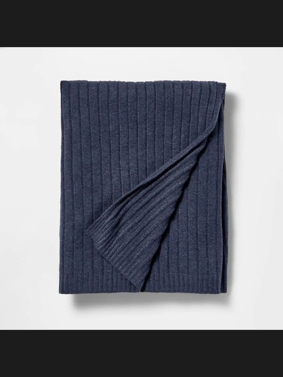 Threshold Other - Ribbed Knit Throw Blanket - Navy